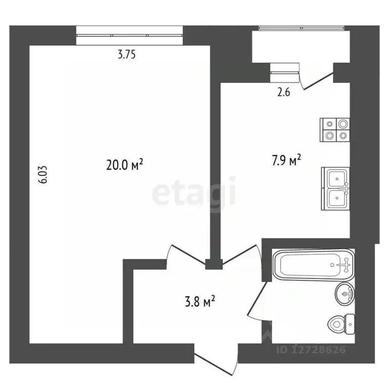 1-к кв. Калужская область, Калуга ул. Достоевского, 46к1 (38.1 м) - Фото 2