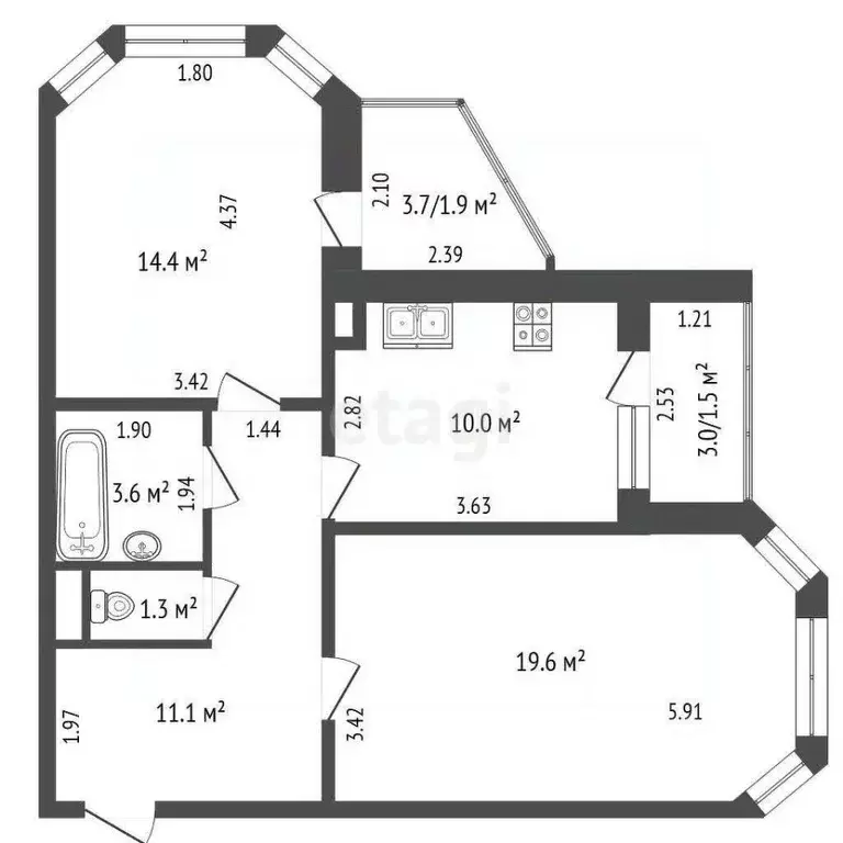 2-к кв. Ярославская область, Ярославль ул. Ньютона, 9В (63.9 м) - Фото 2