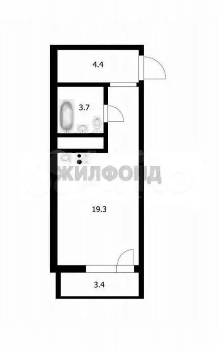Квартира-студия, 27,3 м, 15/17 эт. - Фото 0
