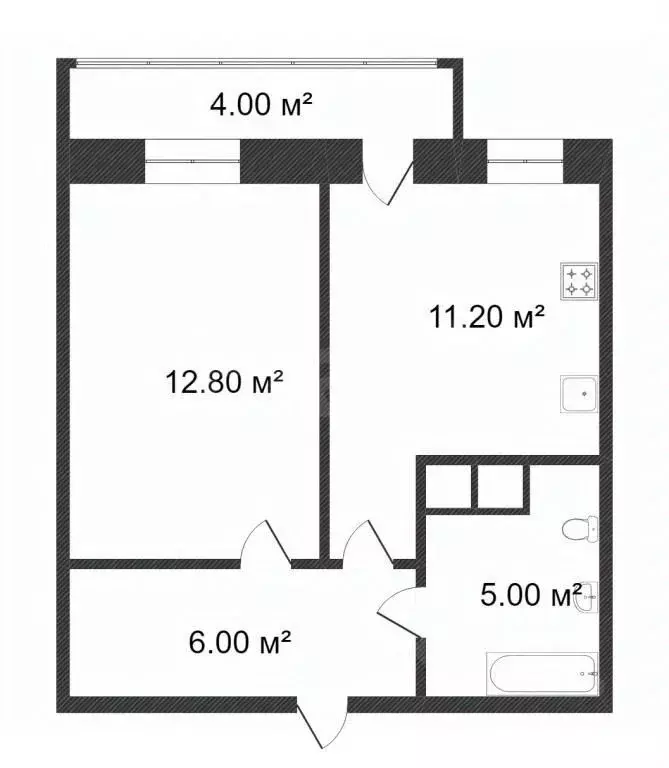 1-к кв. Тюменская область, Тюмень ул. Андрея Бушуева, 2 (35.0 м) - Фото 1