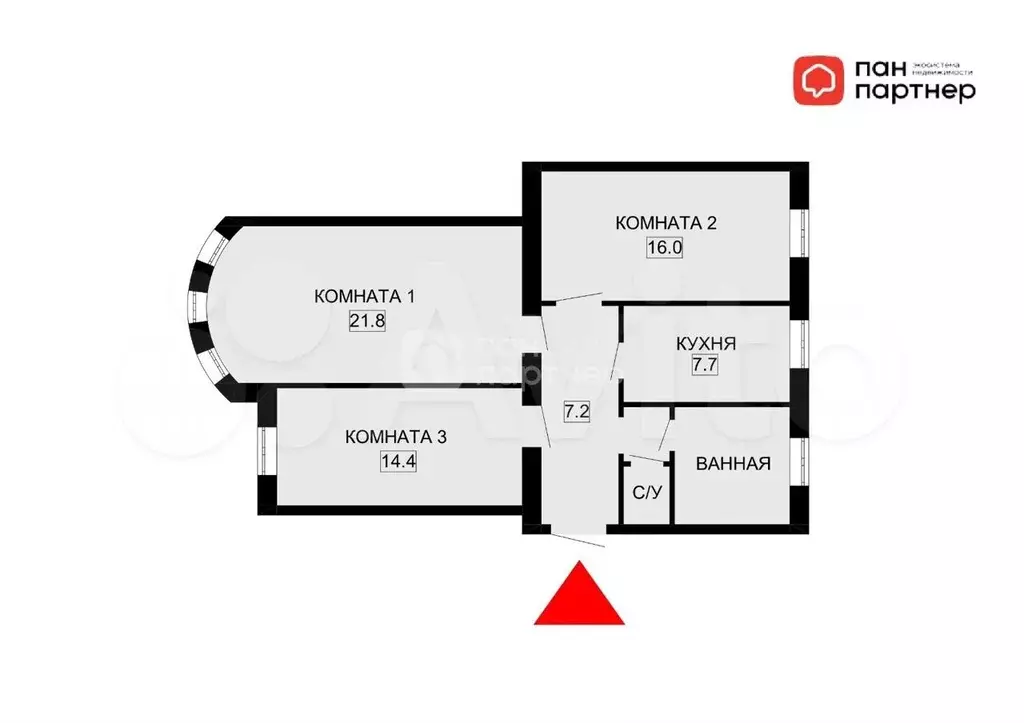 3-к. квартира, 75,4 м, 2/6 эт. - Фото 0