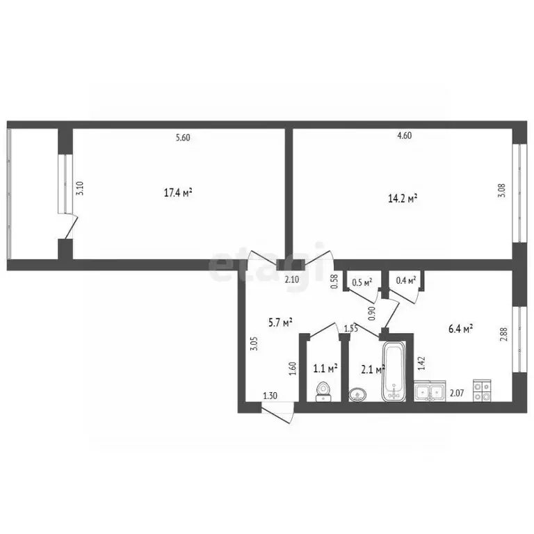 2-к кв. Мордовия, Рузаевка Солнечная ул., 7А (47.8 м) - Фото 2