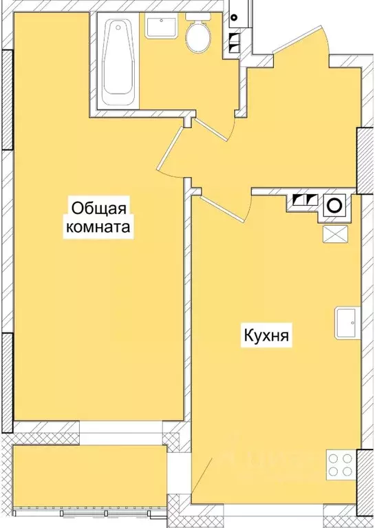 1-к кв. Саха (Якутия), Якутск ул. Три Сосны, 1 (46.9 м) - Фото 0