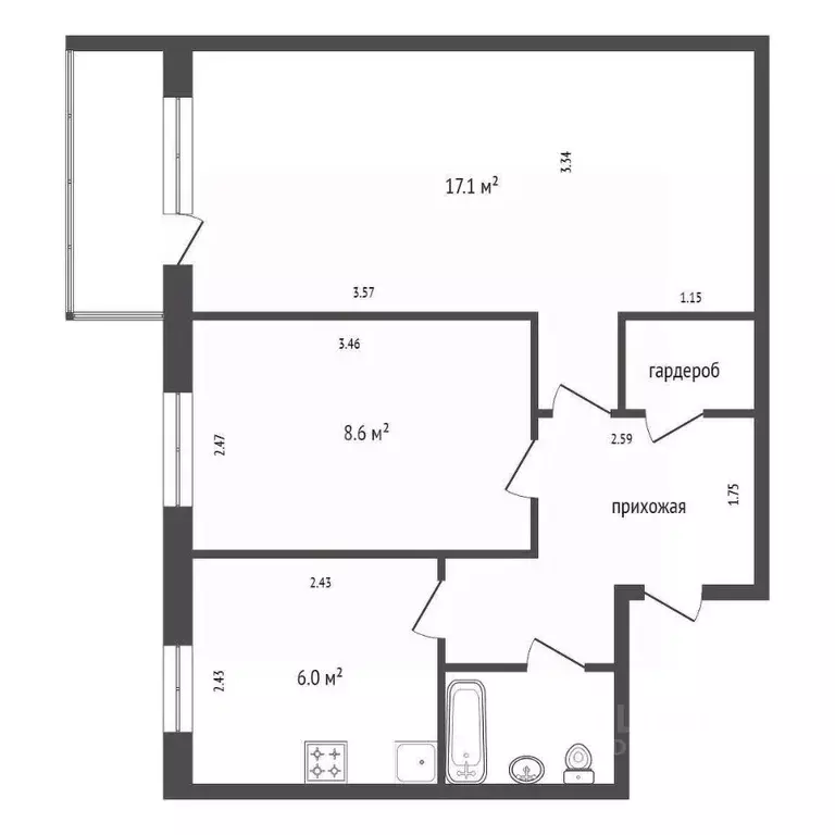 2-к кв. Красноярский край, Красноярск пер. Маяковского, 19 (45.7 м) - Фото 2
