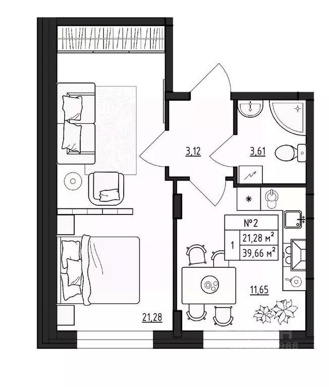 1-к кв. Ленинградская область, Гатчинский муниципальный округ, д. ... - Фото 1