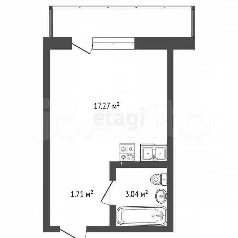 Квартира-студия, 22,6 м, 14/17 эт. - Фото 0