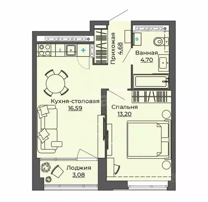 1-к кв. Белгородская область, Белгородский район, Никольское с/пос, с. ... - Фото 1