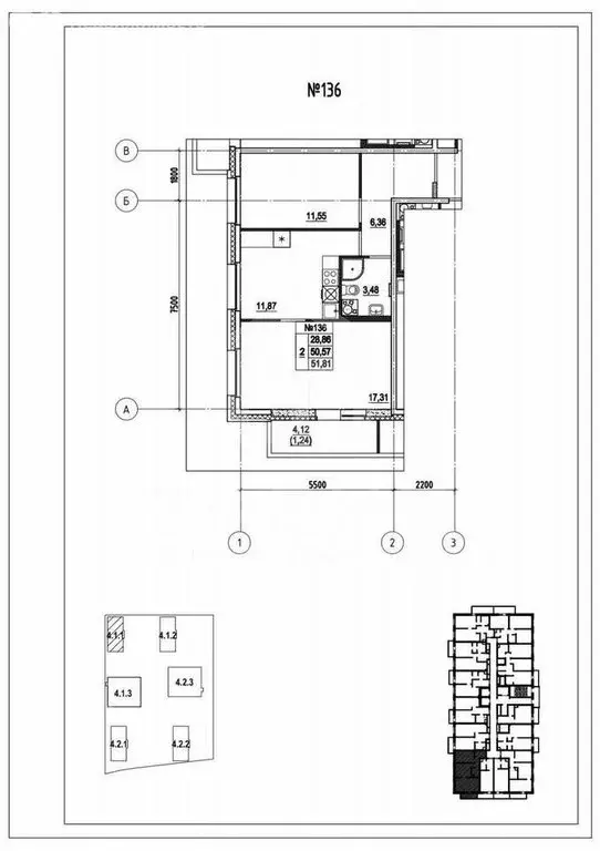 2-комнатная квартира: Санкт-Петербург, набережная реки Каменки, 15к3 ... - Фото 1