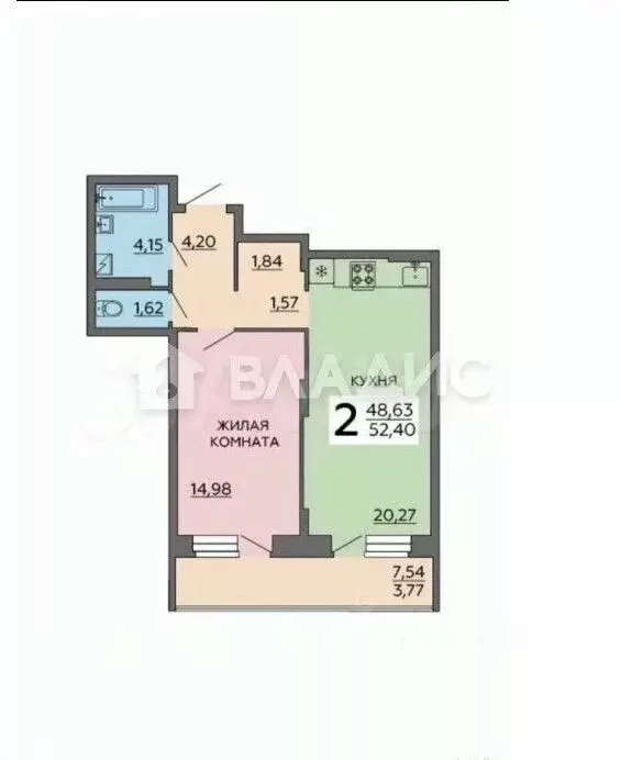 1-к кв. Воронежская область, Воронеж ул. 9 Января, 233/54 (48.9 м) - Фото 2