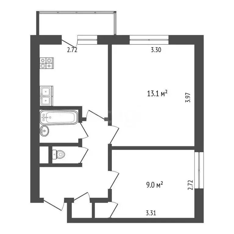 2-комнатная квартира: Москва, Ельнинская улица, 17 (38.8 м) - Фото 0