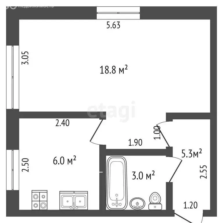 1-комнатная квартира: Омск, Нефтезаводская улица, 23 (30.9 м) - Фото 1