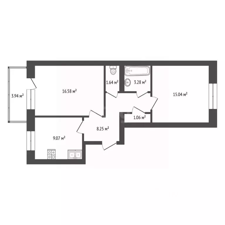2-к кв. Архангельская область, Архангельск Рейдовая ул., 21к1 (58.86 ... - Фото 1
