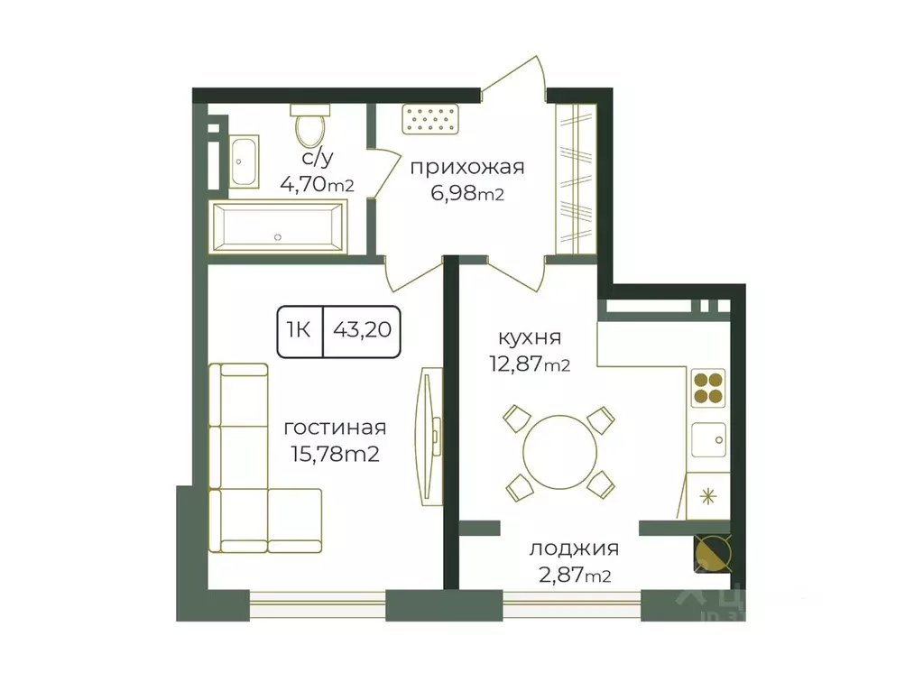 1-к кв. Дагестан, Каспийск просп. Акулиничева (43.2 м) - Фото 2