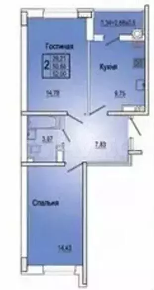 2-к. квартира, 60 м, 13/22 эт. - Фото 0