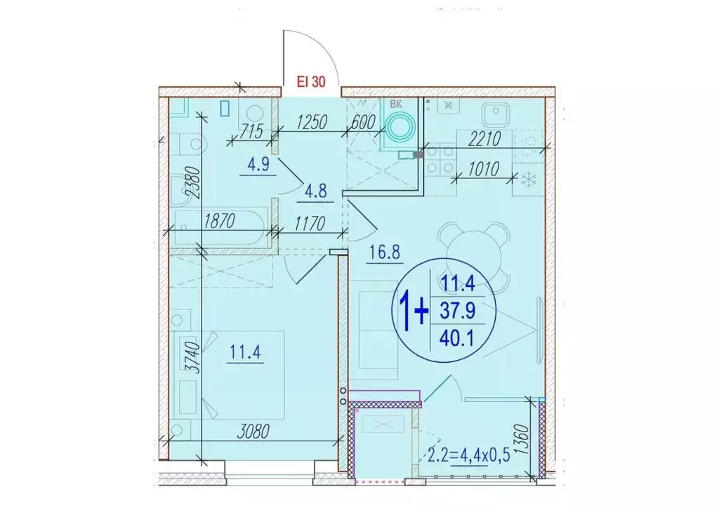 1-к кв. Астраханская область, Астрахань ул. Ахшарумова (40.1 м) - Фото 1