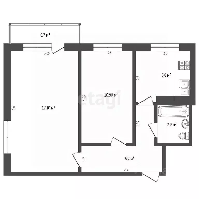 2-к кв. Мордовия, Саранск ул. Лихачева, 15 (42.9 м) - Фото 0