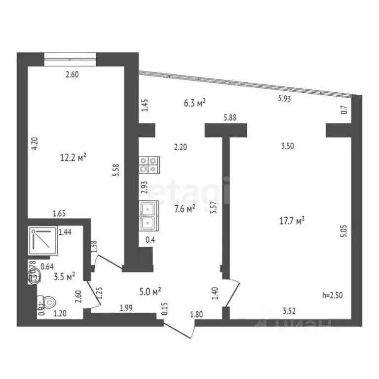 2-к кв. Краснодарский край, Анапа 12-й мкр, 37 (46.0 м) - Фото 2