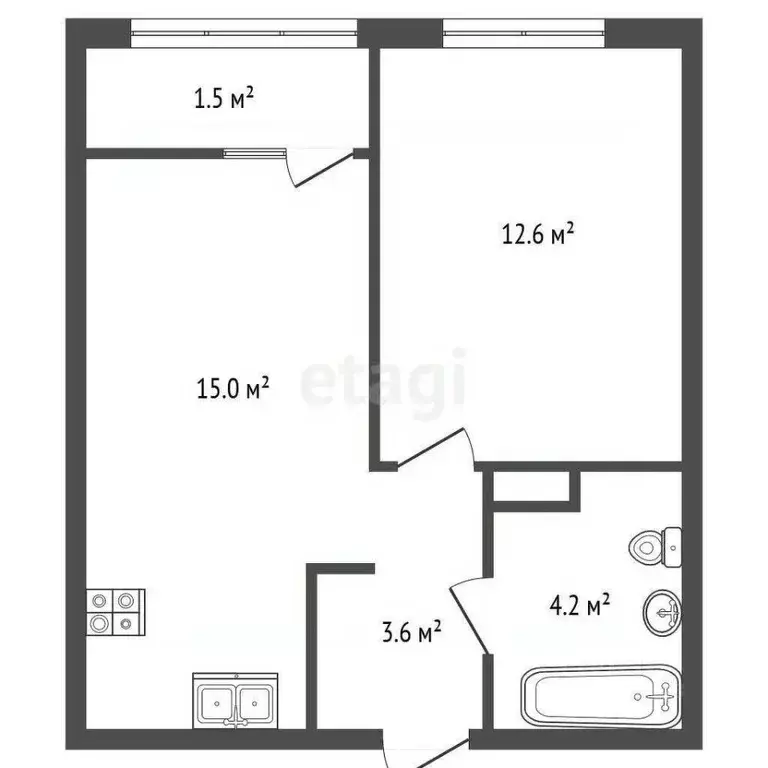 1-к кв. Ленинградская область, Гатчина бул. Авиаторов, 9 (35.6 м) - Фото 2