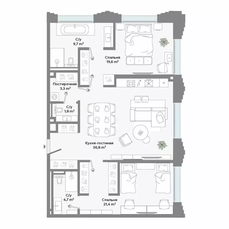 2-комнатная квартира: Москва, Ленинский проспект, 2 (97 м) - Фото 1