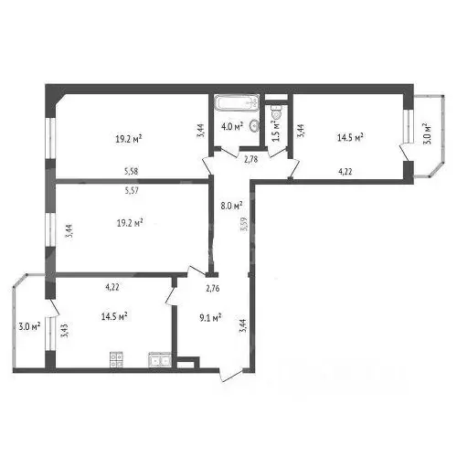 3-к кв. Тюменская область, Тюмень ул. Николая Семенова, 33 (90.0 м) - Фото 1