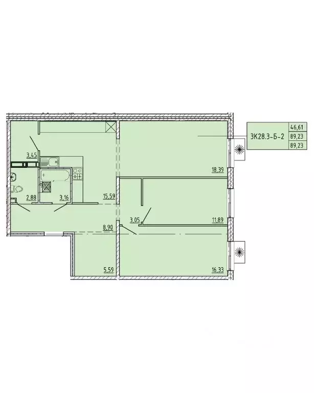 3-к кв. Пензенская область, Пенза Побочинская ул., с9 (89.23 м) - Фото 0