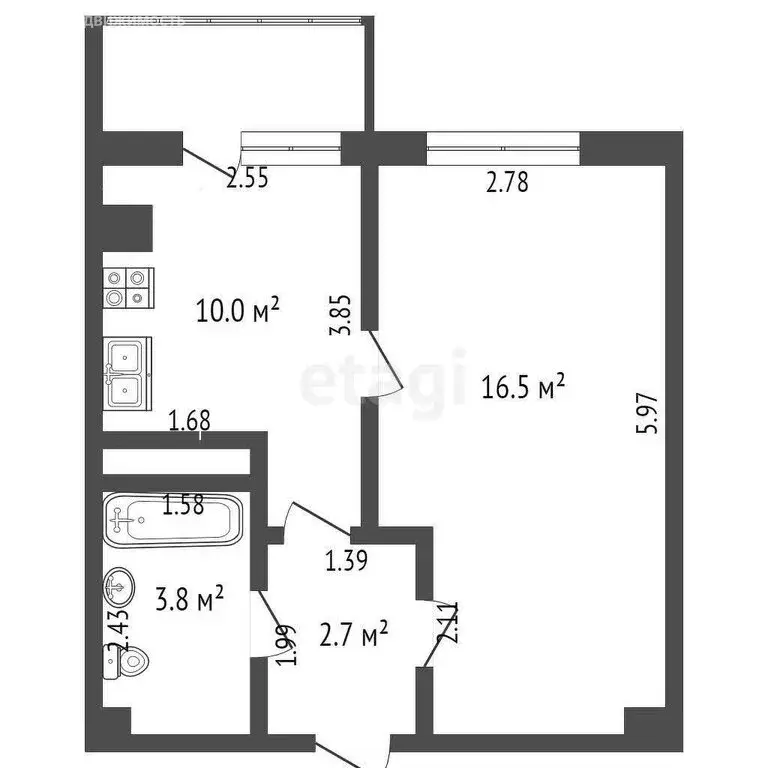 1-комнатная квартира: Якутск, Воинская улица, 10/1 (30.2 м) - Фото 0