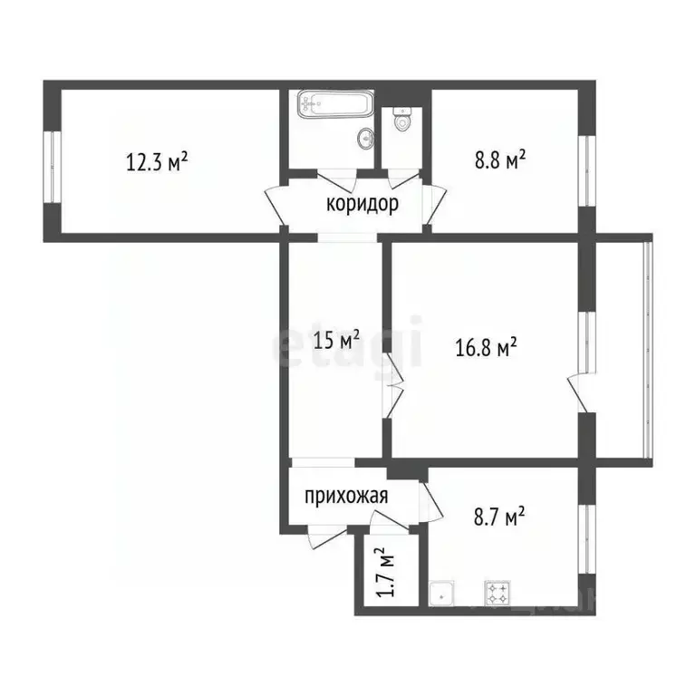 3-к кв. Красноярский край, Красноярск Светлогорская ул., 33 (62.5 м) - Фото 2