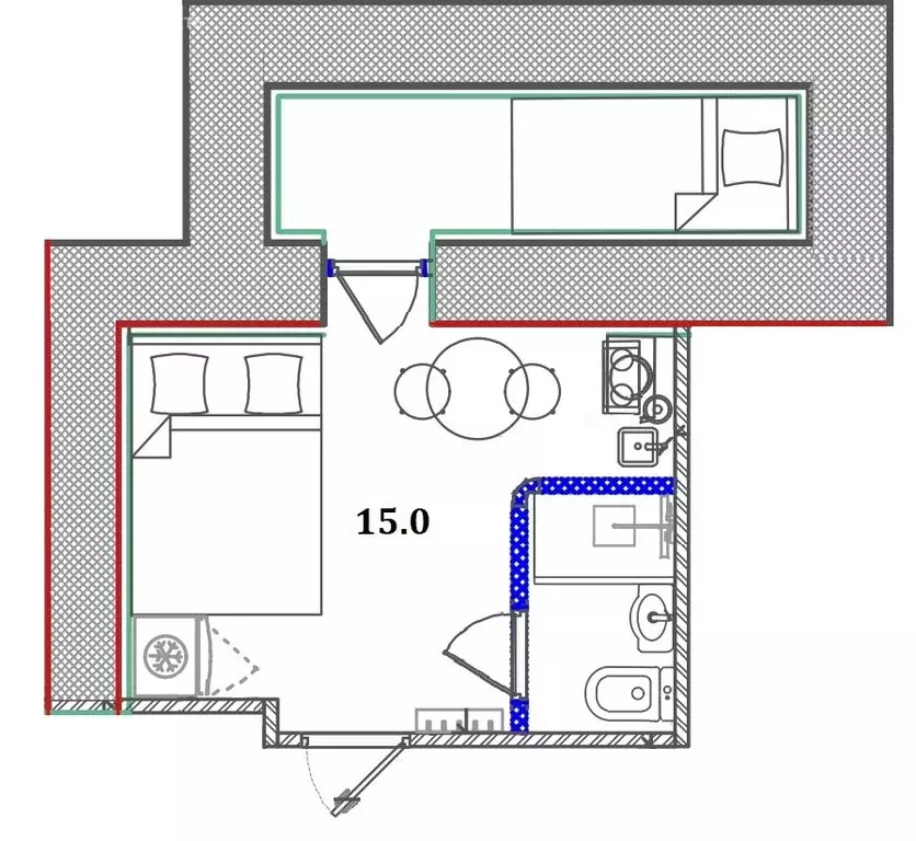 Квартира-студия: Санкт-Петербург, улица Блохина, 8 (15 м) - Фото 2