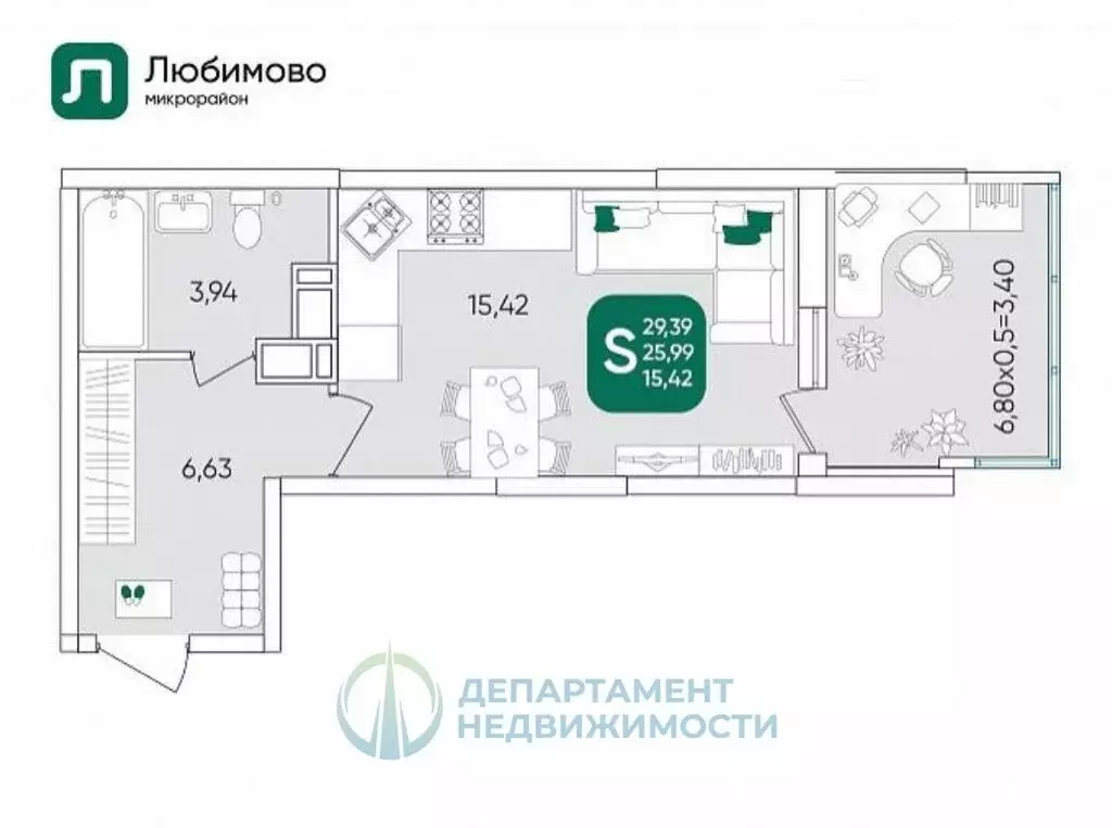 Квартира-студия: Краснодар, микрорайон Любимово, 16 (23 м) - Фото 0