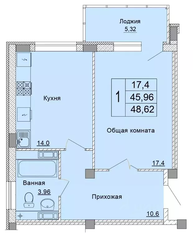 1-к кв. Белгородская область, Старый Оскол Степной мкр, 33Е (48.62 м) - Фото 0