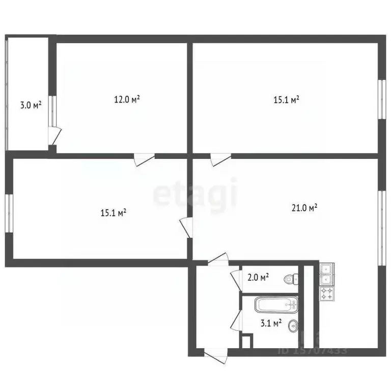3-к кв. Санкт-Петербург Софийская ул., 51 (74.0 м) - Фото 2