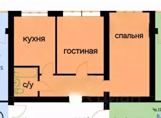 2-к кв. Кабардино-Балкария, Нальчик ул. А.А. Кадырова (45.0 м) - Фото 1