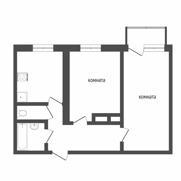 2-комнатная квартира: Улан-Удэ, улица Борсоева, 21 (42.4 м) - Фото 1