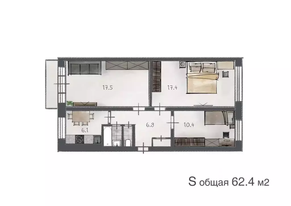 3-к кв. Коми, Сыктывкар ул. Димитрова, 54 (62.4 м) - Фото 0