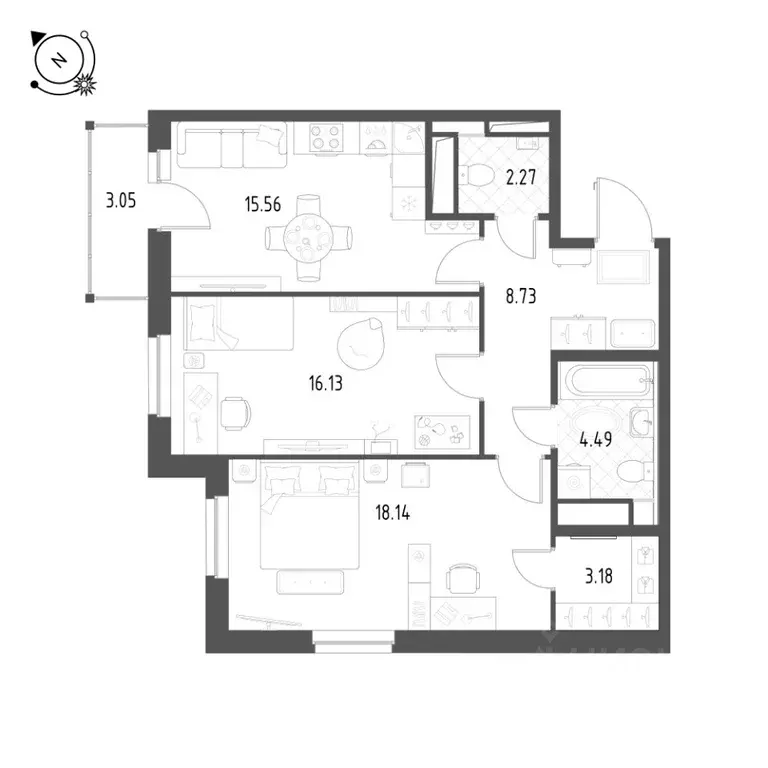 2-к кв. Свердловская область, Екатеринбург ул. Таватуйская, 14А/3 ... - Фото 1