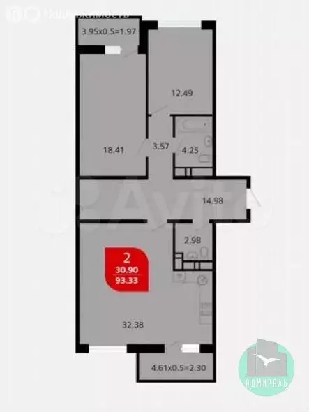 2-комнатная квартира: Цемдолина, Солнечная улица, 2к3 (93.33 м) - Фото 0