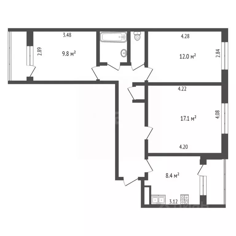 3-к кв. Москва ул. Маршала Катукова, 22к1 (62.4 м) - Фото 1