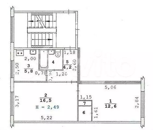 2-к. квартира, 44 м, 5/5 эт. - Фото 0