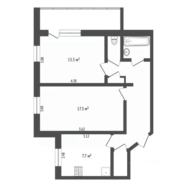 2-к кв. Тюменская область, Тюмень Профсоюзная ул., 30 (56.7 м) - Фото 2