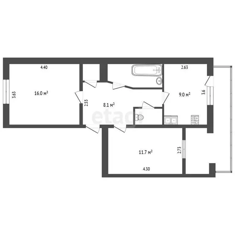 2-комнатная квартира: Бахчисарай, Советская улица, 18 (52.1 м) - Фото 1