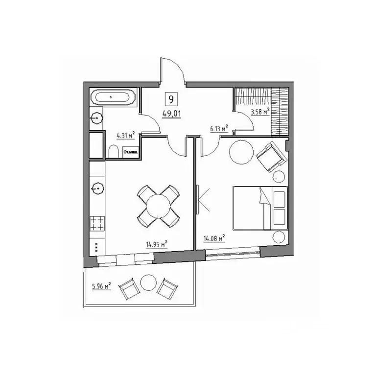 2-к кв. Московская область, Видное Сосновая ул., 15к1 (49.01 м) - Фото 0