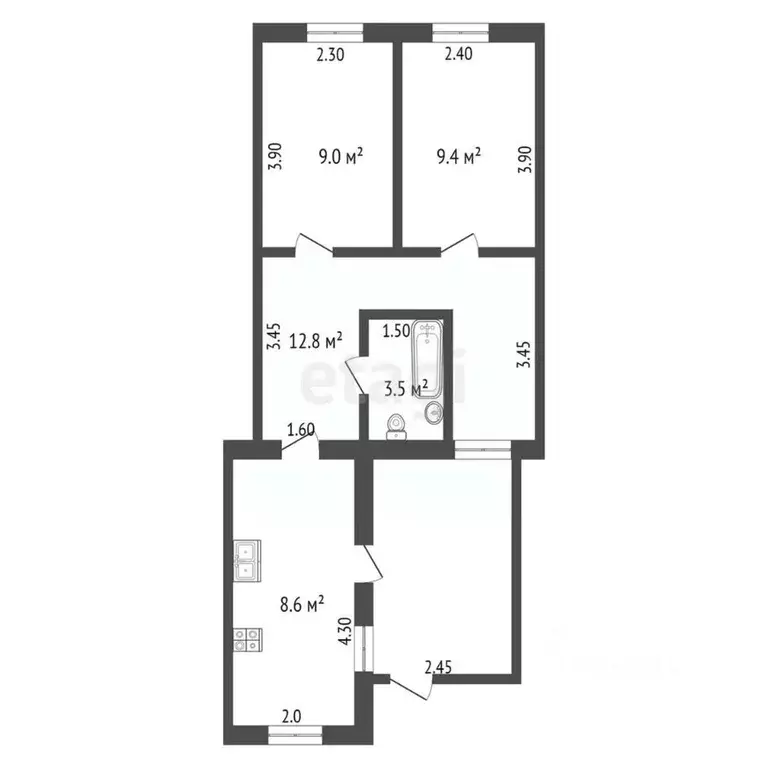 2-к кв. Тамбовская область, Мичуринск Коммунистическая ул., 61 (43.3 ... - Фото 2