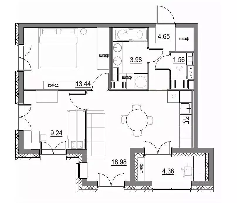 2-к кв. Санкт-Петербург Благодатная ул., 50 (56.8 м) - Фото 2