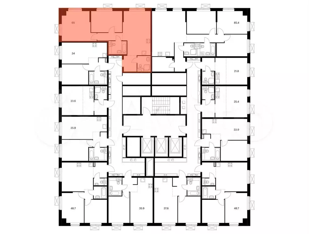2-к. квартира, 65 м, 7/24 эт. - Фото 1