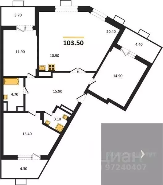 3-к кв. Воронежская область, Воронеж Ключи мкр, Ключи-клаб жилой ... - Фото 1