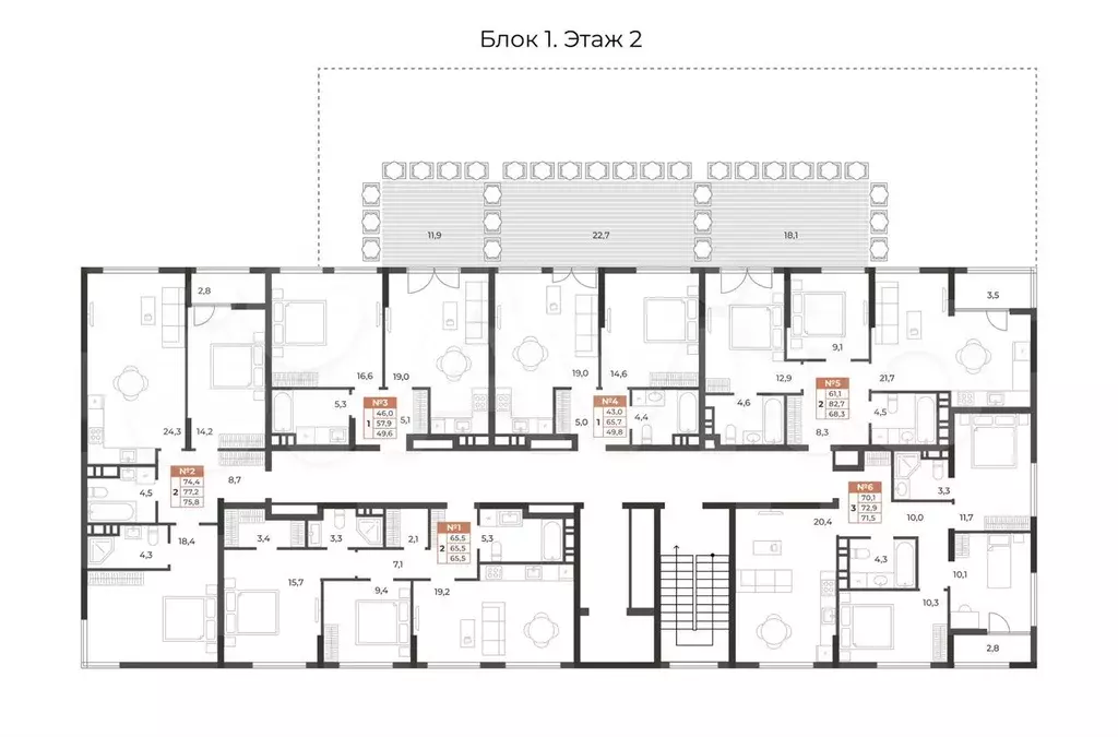 2-к. квартира, 65,5 м, 2/8 эт. - Фото 1