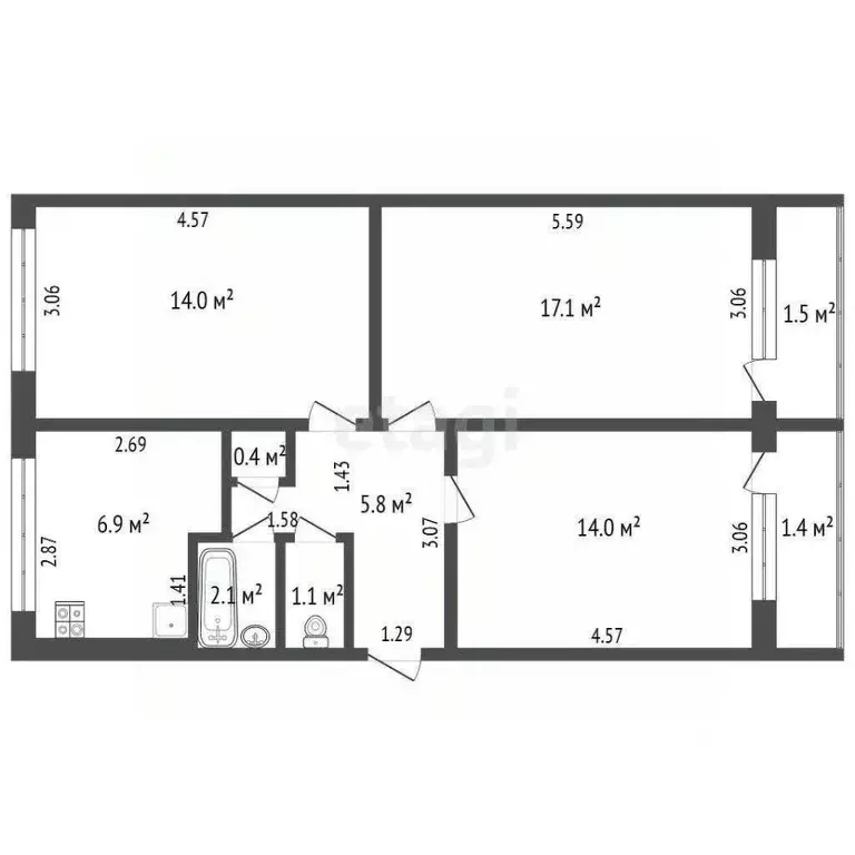 3-к кв. Мордовия, Саранск ул. Розы Люксембург, 8 (61.3 м) - Фото 0