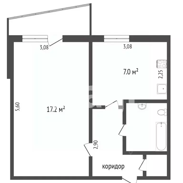 1-к кв. Тюменская область, Тюмень ул. 50 лет Октября, 54 (34.5 м) - Фото 1