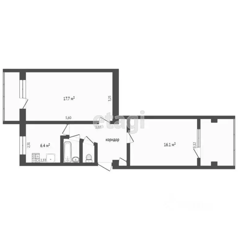 2-к кв. Крым, Саки ул. Курортная (46.2 м) - Фото 2