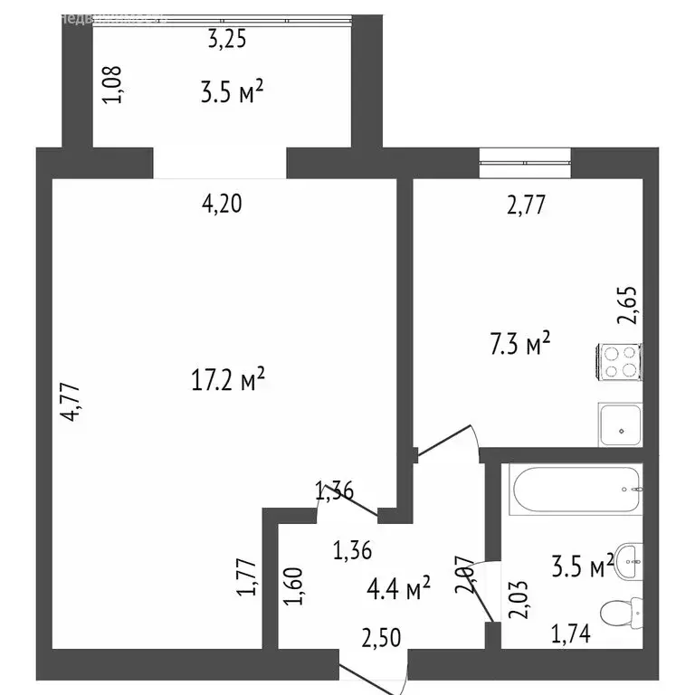 1-комнатная квартира: Ишим, улица Шаронова, 19 (32.5 м) - Фото 2